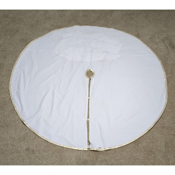House of Hatten Appliquéd Satin Angels Christmas Tree‎ Skirt 58" Round Vintage - Picture 10 of 15
